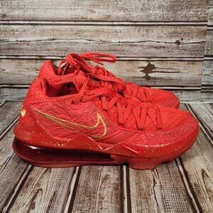 Nike Lebron XVII Low PH Men's 7.5 University Red Metallic Gold Shoes CD5008-600